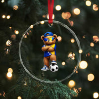 Cool Bosnia Herzegovina Flag Teddy Bear Soccer Fan Crystal Glass Ornament BIH Bosnian Heritage Football Lovers