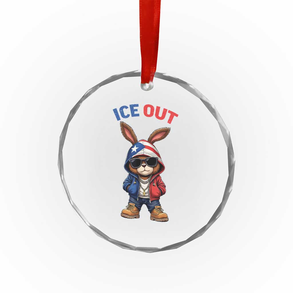 Cool Bunny Ice Out Crystal Glass Ornament Puerto Rican Flag Hoodie Outfit Vibes Boricua