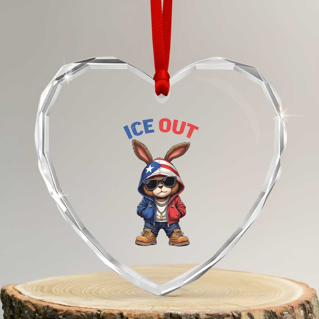 Cool Bunny Ice Out Heart Crystal Glass Ornament Puerto Rican Flag Hoodie Outfit Vibes Boricua