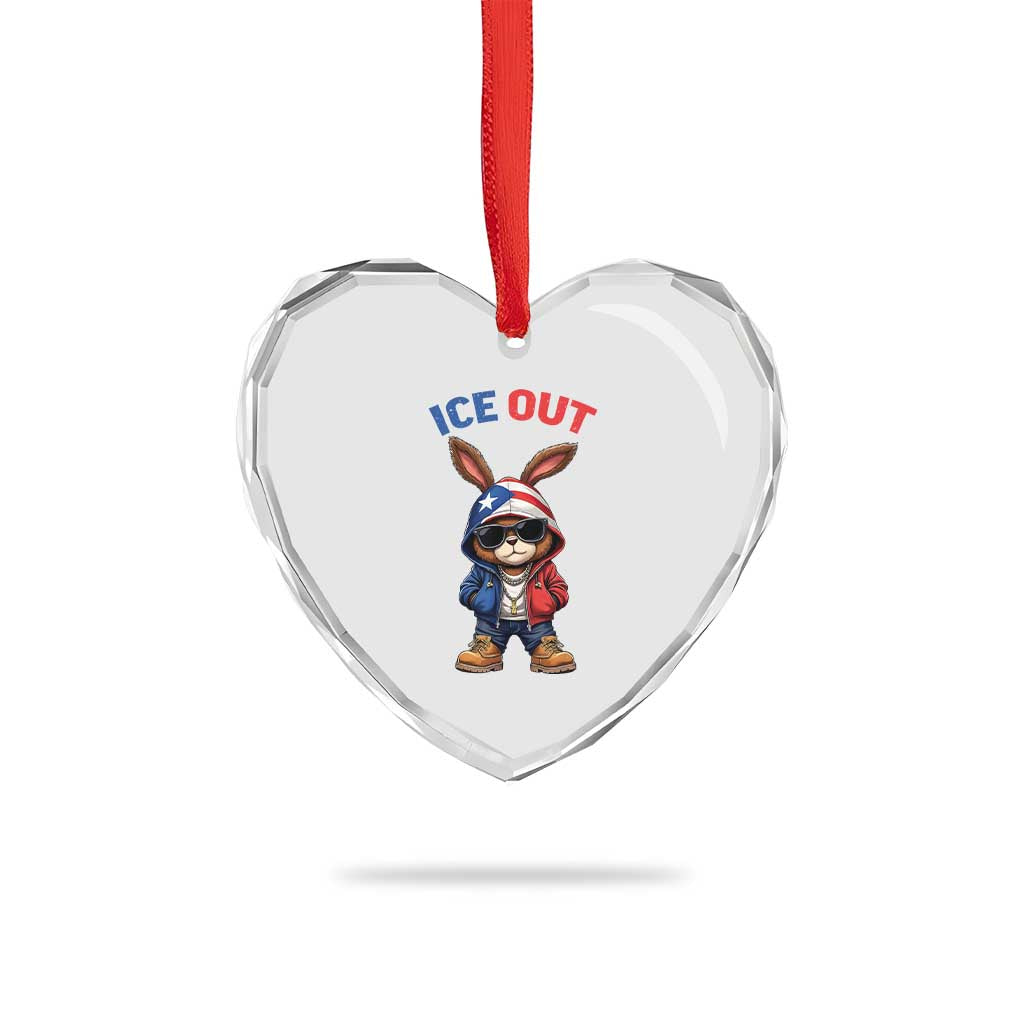 Cool Bunny Ice Out Heart Crystal Glass Ornament Puerto Rican Flag Hoodie Outfit Vibes Boricua