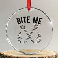 Cool Catchy Angler Crystal Glass Ornament Retro Bite Me Bass Fishing Fishermen