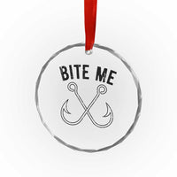 Cool Catchy Angler Crystal Glass Ornament Retro Bite Me Bass Fishing Fishermen