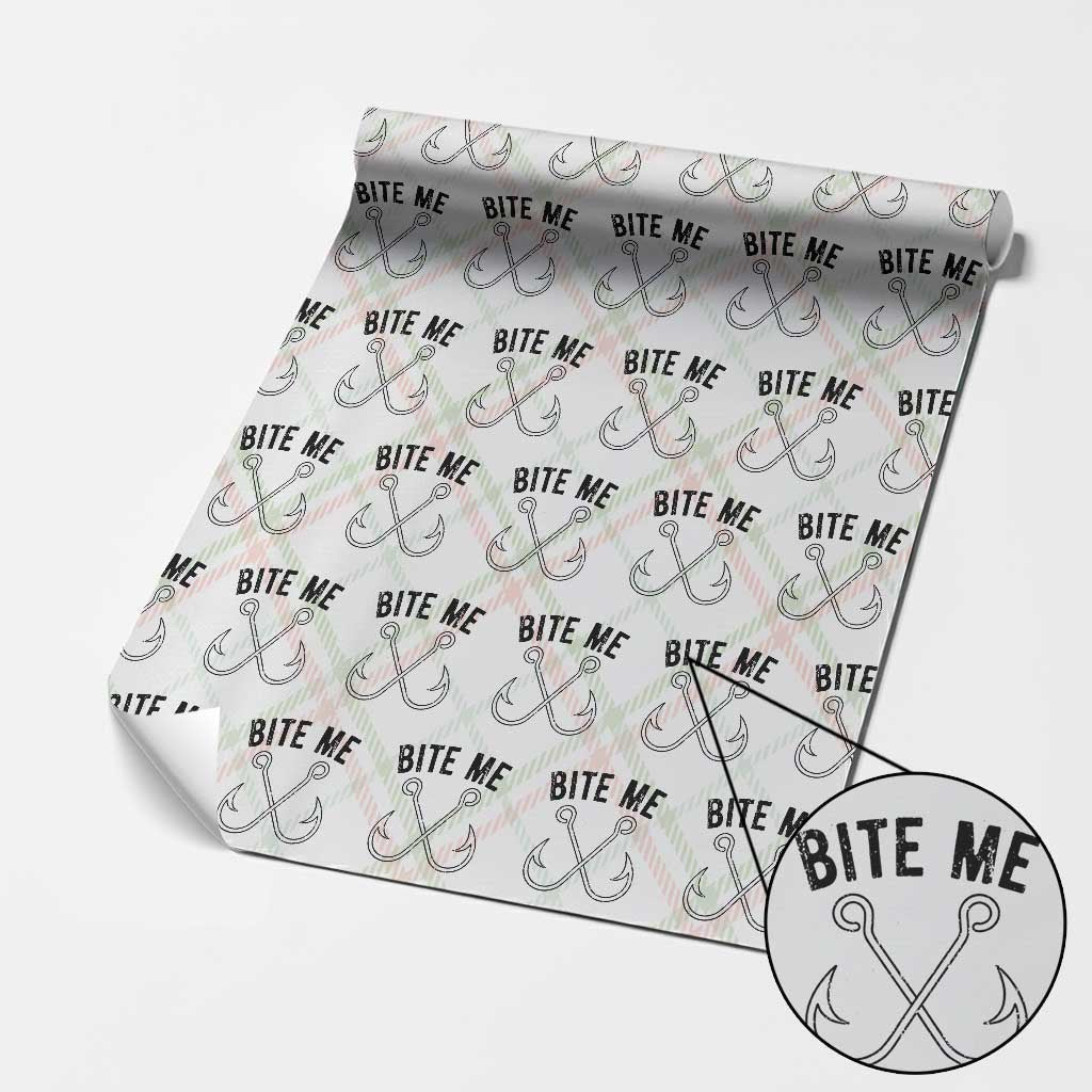Cool Catchy Angler Wrapping Paper Roll Retro Bite Me Bass Fishing Fishermen