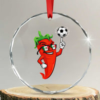 Cool Chili Pepper Soccer Player Crystal Glass Ornament Mexican Spicy Food Lover