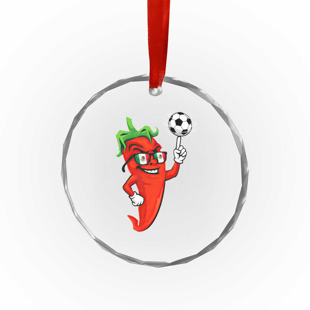 Cool Chili Pepper Soccer Player Crystal Glass Ornament Mexican Spicy Food Lover