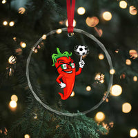 Cool Chili Pepper Soccer Player Crystal Glass Ornament Mexican Spicy Food Lover
