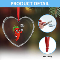 Cool Chili Pepper Soccer Player Heart Crystal Glass Ornament Mexican Spicy Food Lover
