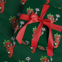 Cool Chili Pepper Soccer Player Wrapping Paper Roll Mexican Spicy Food Lover