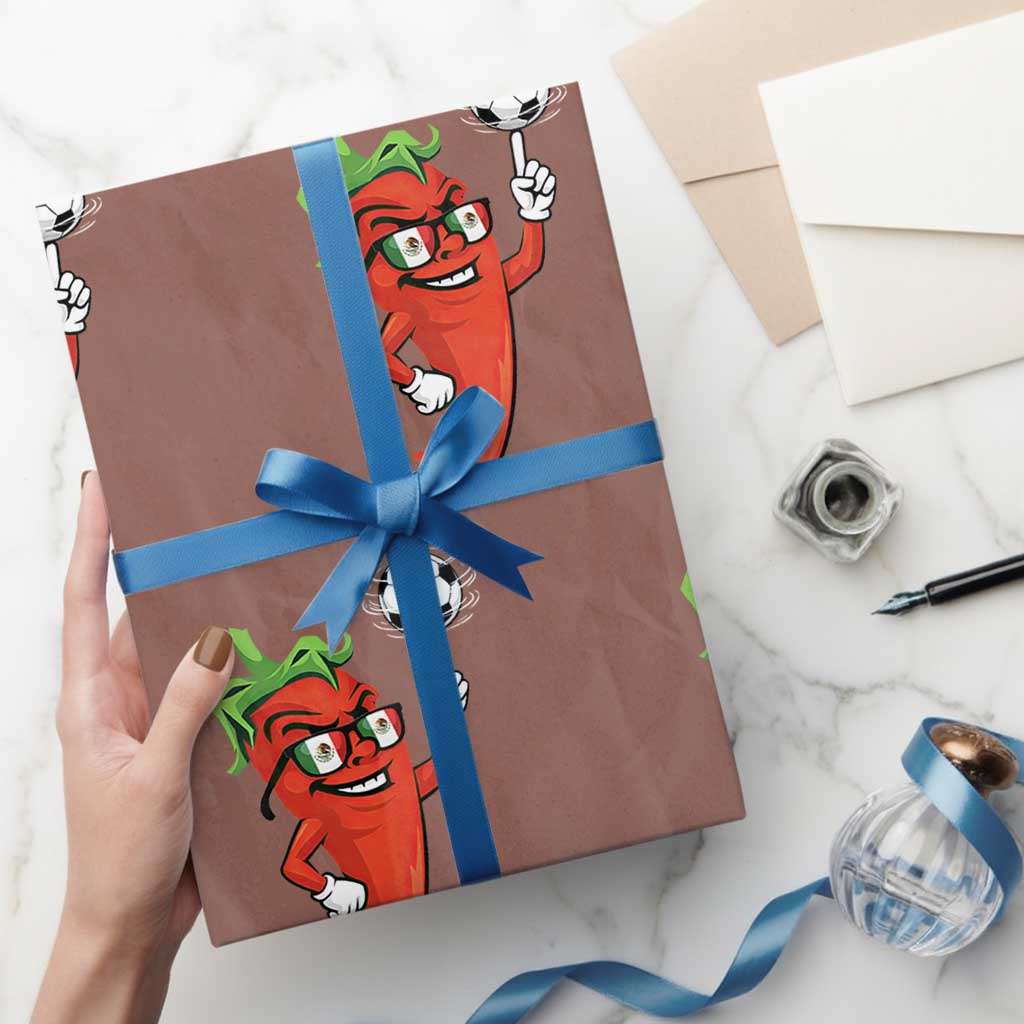 Cool Chili Pepper Soccer Player Wrapping Paper Roll Mexican Spicy Food Lover