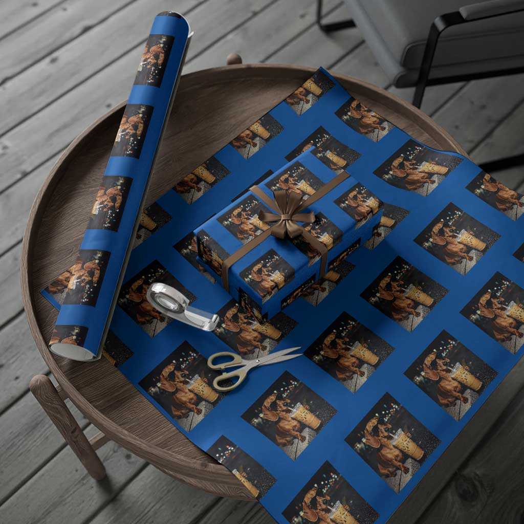 Cool Dachshund Drinking Iced Coffee Graphic Wrapping Paper Roll Funny Wiener Dog Night Vibes Aesthetic