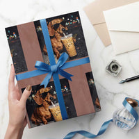 Cool Dachshund Drinking Iced Coffee Graphic Wrapping Paper Roll Funny Wiener Dog Night Vibes Aesthetic