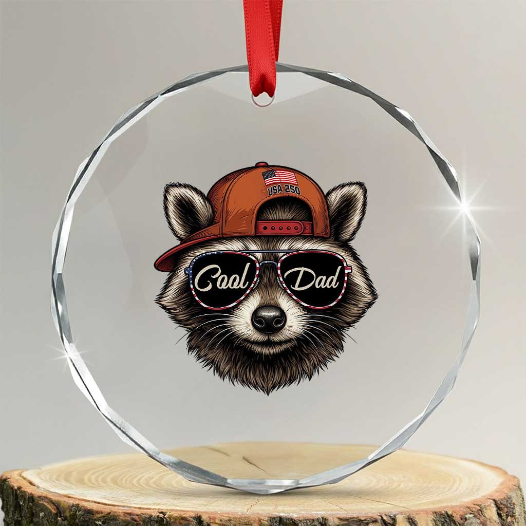 Cool Dad Crystal Glass Ornament Raccoon Daddy Father's Day Gift