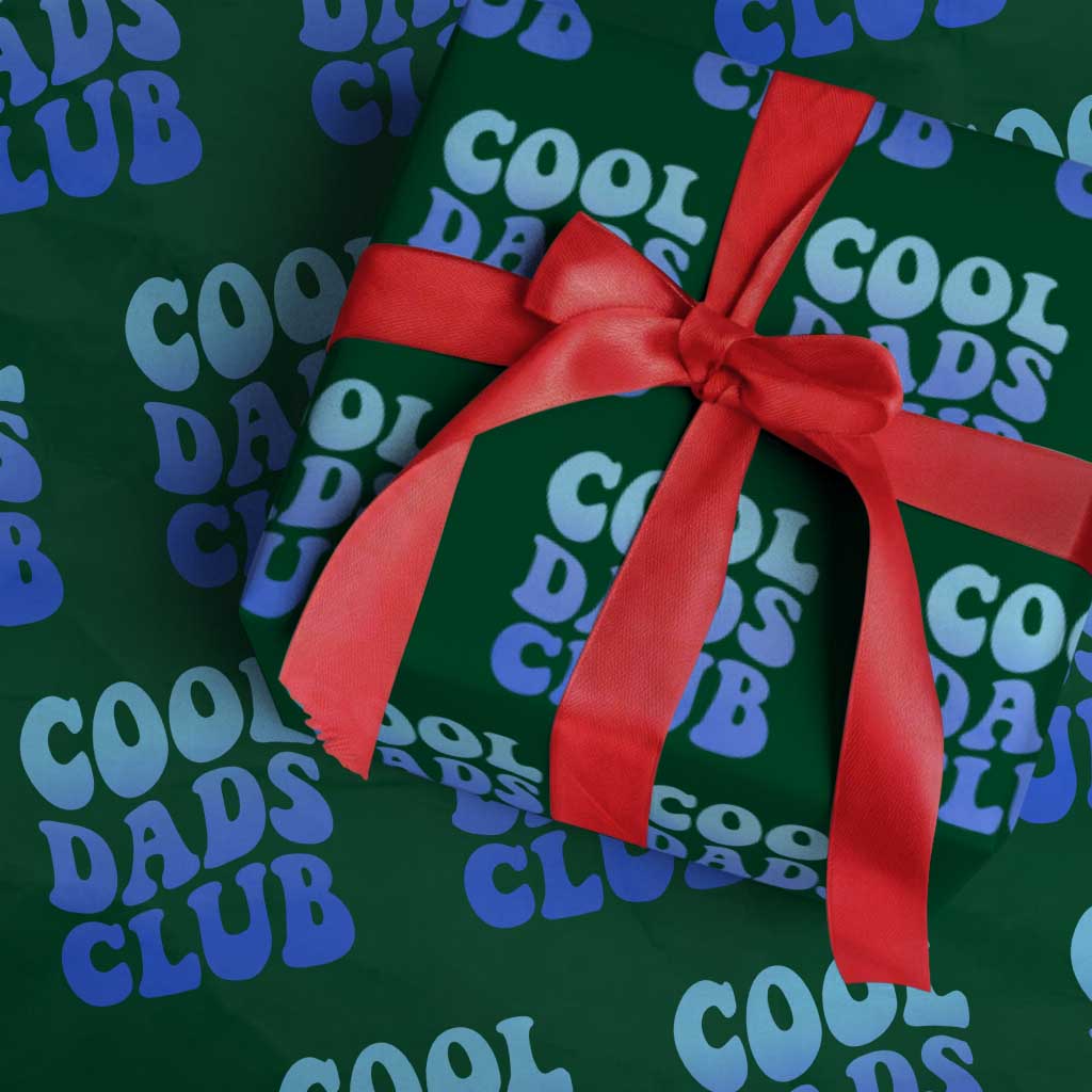 Cool Dads Club Blue Typography Wrapping Paper Roll Fathers Day Gift