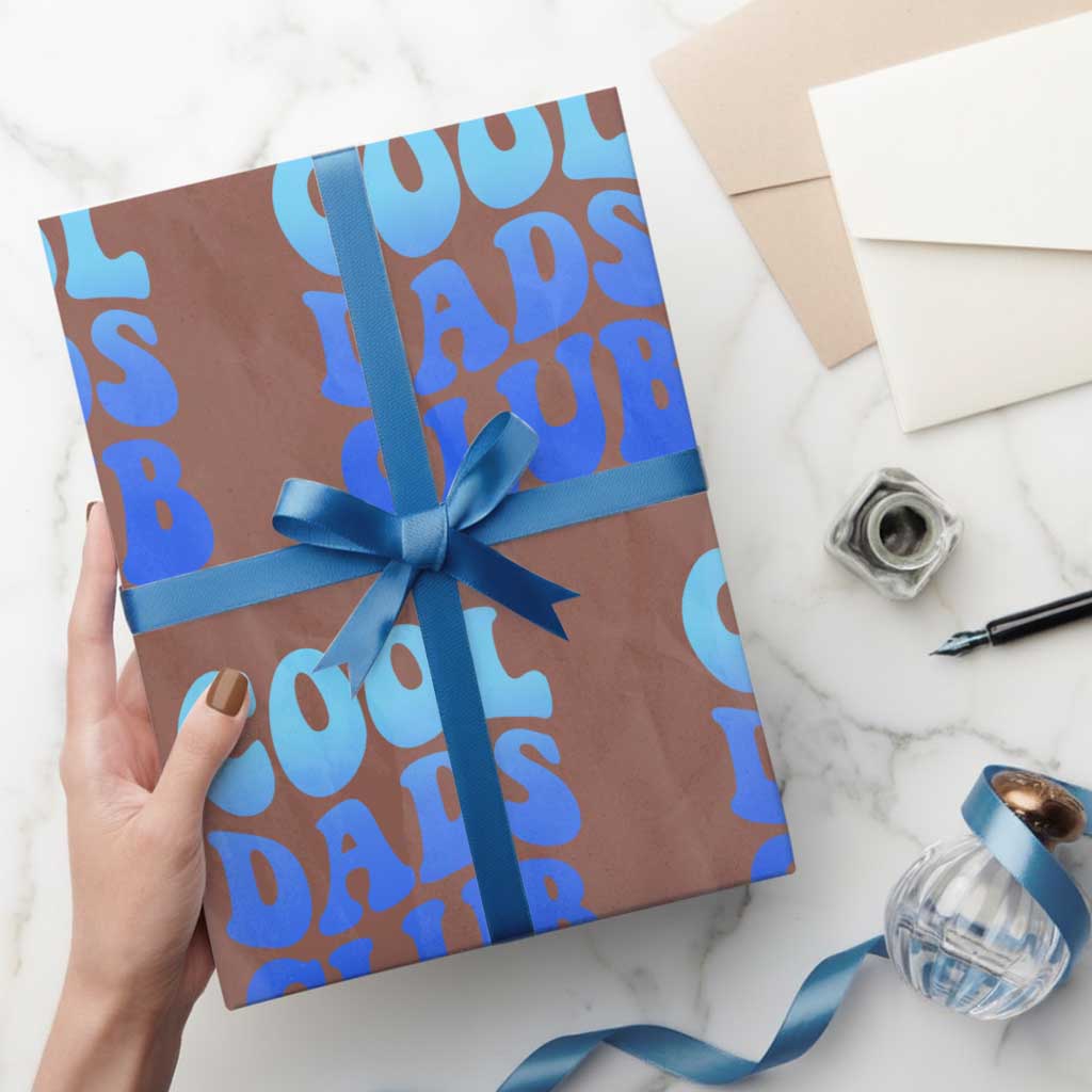 Cool Dads Club Blue Typography Wrapping Paper Roll Fathers Day Gift