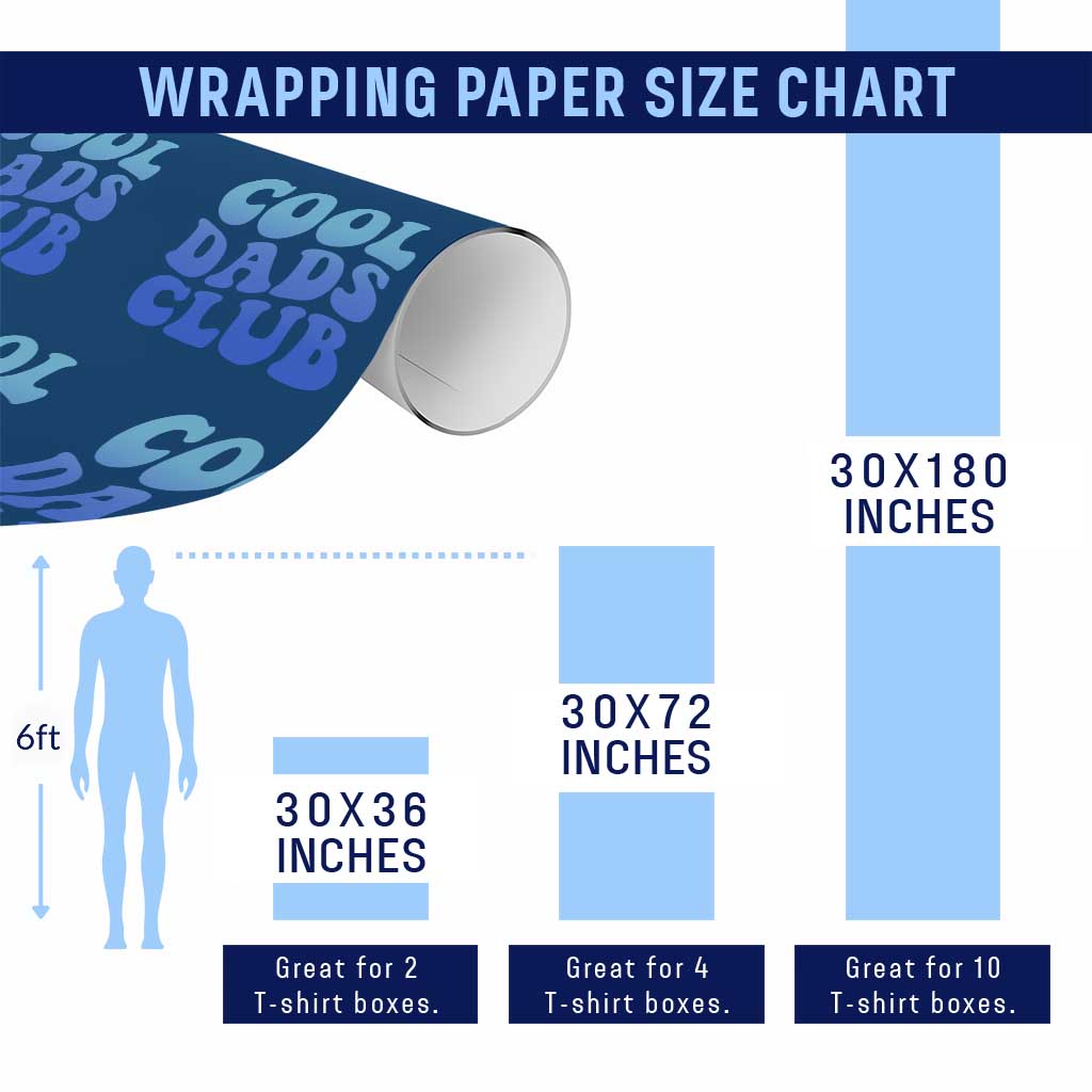 Cool Dads Club Blue Typography Wrapping Paper Roll Fathers Day Gift