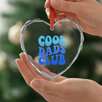 Cool Dads Club Blue Typography Heart Crystal Glass Ornament Fathers Day Gift