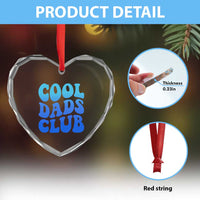 Cool Dads Club Blue Typography Heart Crystal Glass Ornament Fathers Day Gift