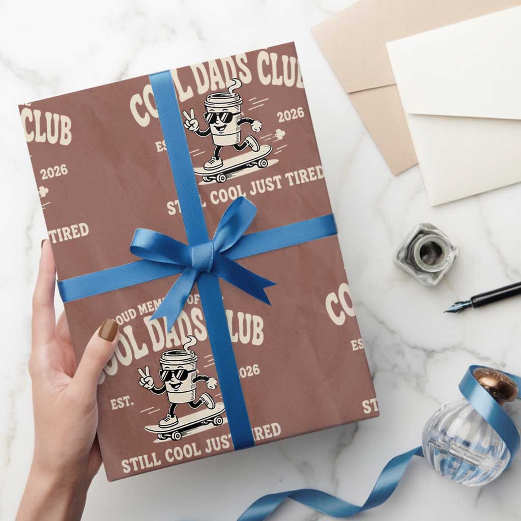 Cool Dads Club Wrapping Paper Roll Retro Skater Fatherhood Still Cool Just Tired Funny Dad Gifts
