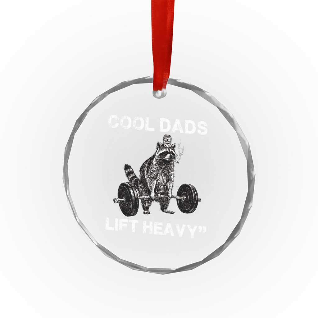 Cool Dads Lift Heavy Crystal Glass Ornament Gym Dad Raccoon