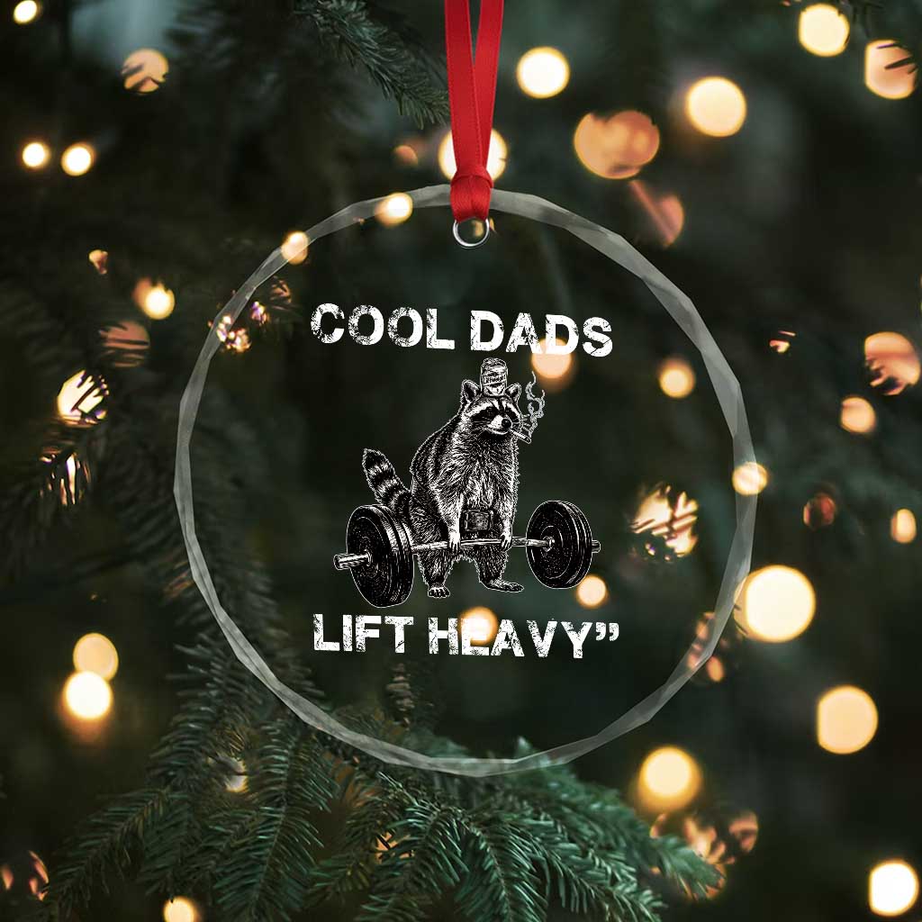 Cool Dads Lift Heavy Crystal Glass Ornament Gym Dad Raccoon