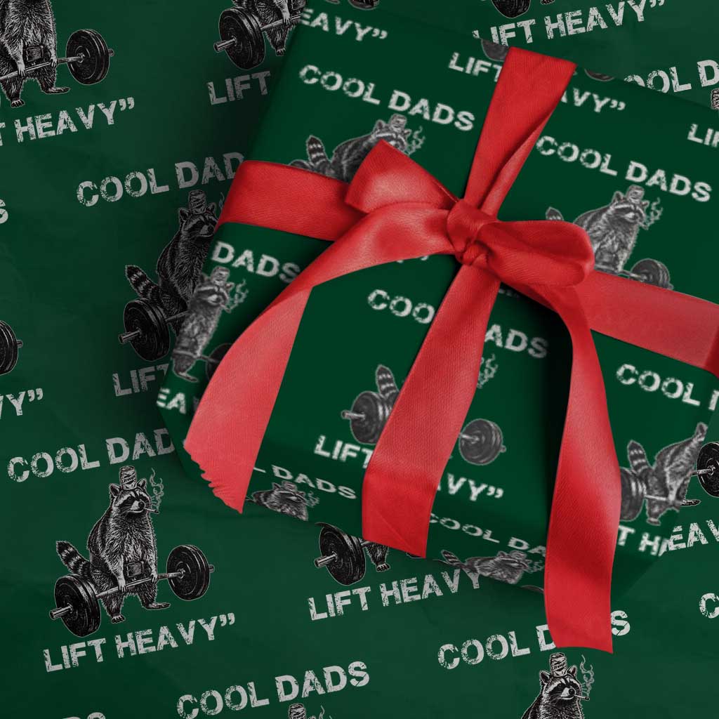Cool Dads Lift Heavy Wrapping Paper Roll Gym Dad Raccoon