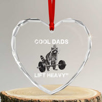 Cool Dads Lift Heavy Heart Crystal Glass Ornament Gym Dad Raccoon