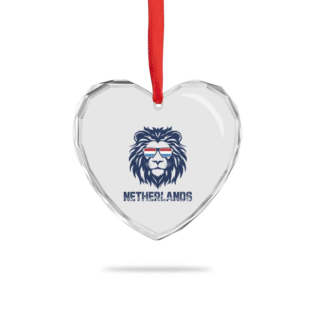 Cool Dutch Lion With Sunglasses Heart Crystal Glass Ornament Netherlands Pride Gift