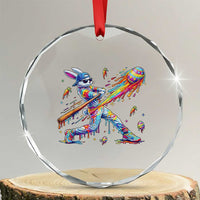 Cool Easter Bunny Baseball Player Neon Paint Splash Graphic Crystal Glass Ornament Funny Rabbit Sports with Egg Bat Hit Gift
