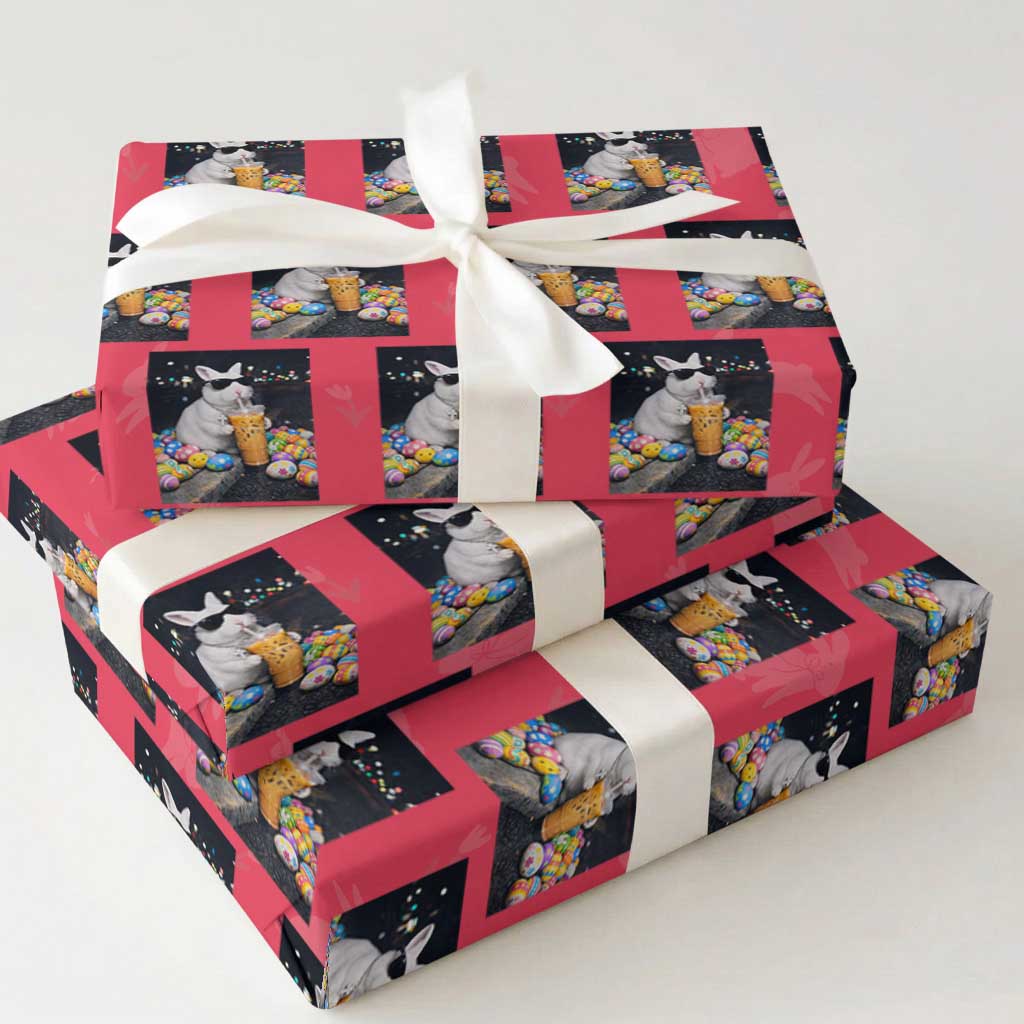 Cool Easter Bunny Drinking Iced Coffee Graphic Wrapping Paper Roll Funny Sunglasses Rabbit Spring Aesthetic