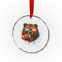 Cool Game Day Bear Graphic Crystal Glass Ornament Bold Football Fan Dripping Paint - Wonder Print Shop