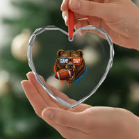 Cool Game Day Bear Graphic Heart Crystal Glass Ornament Bold Football Fan Dripping Paint - Wonder Print Shop