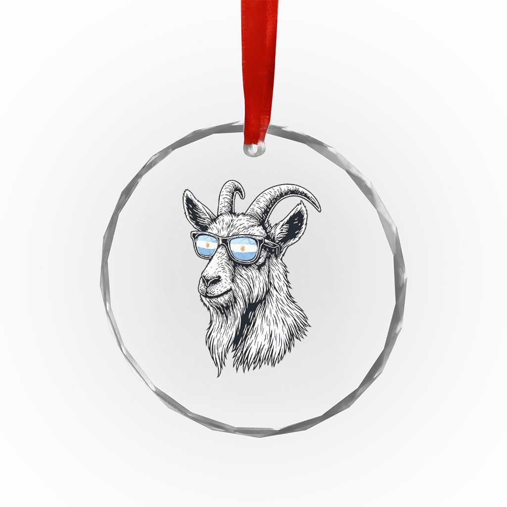 Cool Goat With Sunglasses Argentinian Flag Crystal Glass Ornament Argentina Soccer Football Game Day Supporter