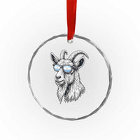 Cool Goat With Sunglasses Argentinian Flag Crystal Glass Ornament Argentina Soccer Football Game Day Supporter