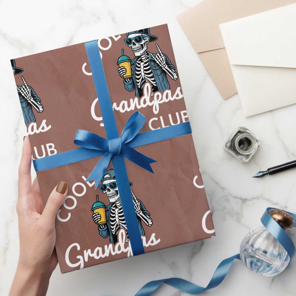 Cool Grandpas Club Wrapping Paper Roll Fathers Day Best Grandpa Skeleton