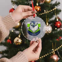 Cool Hawk Wearing Hoodie Graphic Crystal Glass Ornament Game Day Swagger
