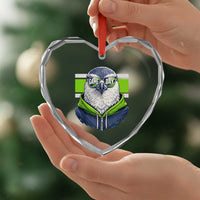 Cool Hawk Wearing Hoodie Graphic Heart Crystal Glass Ornament Game Day Swagger