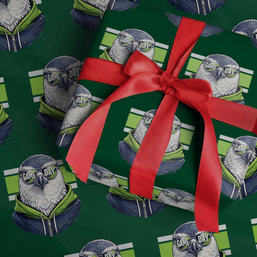 Cool Hawk Wearing Hoodie Graphic Wrapping Paper Roll Game Day Swagger