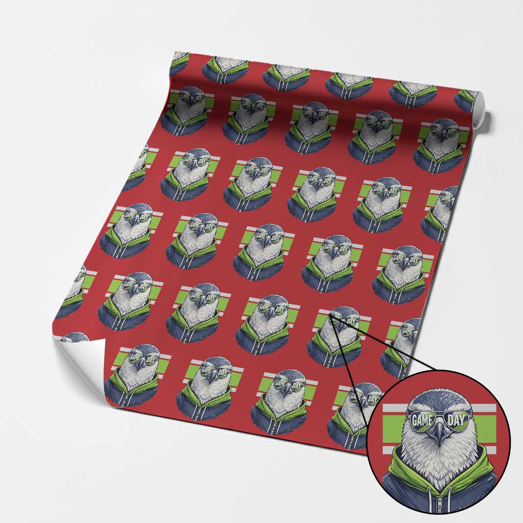 Cool Hawk Wearing Hoodie Graphic Wrapping Paper Roll Game Day Swagger