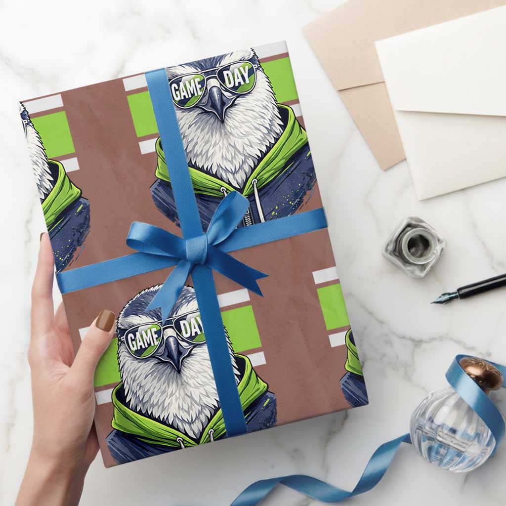 Cool Hawk Wearing Hoodie Graphic Wrapping Paper Roll Game Day Swagger