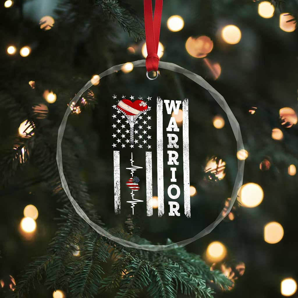 Cool Heart Surgery Warrior Crystal Glass Ornament Coronary Bypass Artery Open Heart Surgery Heartbeat American Flag