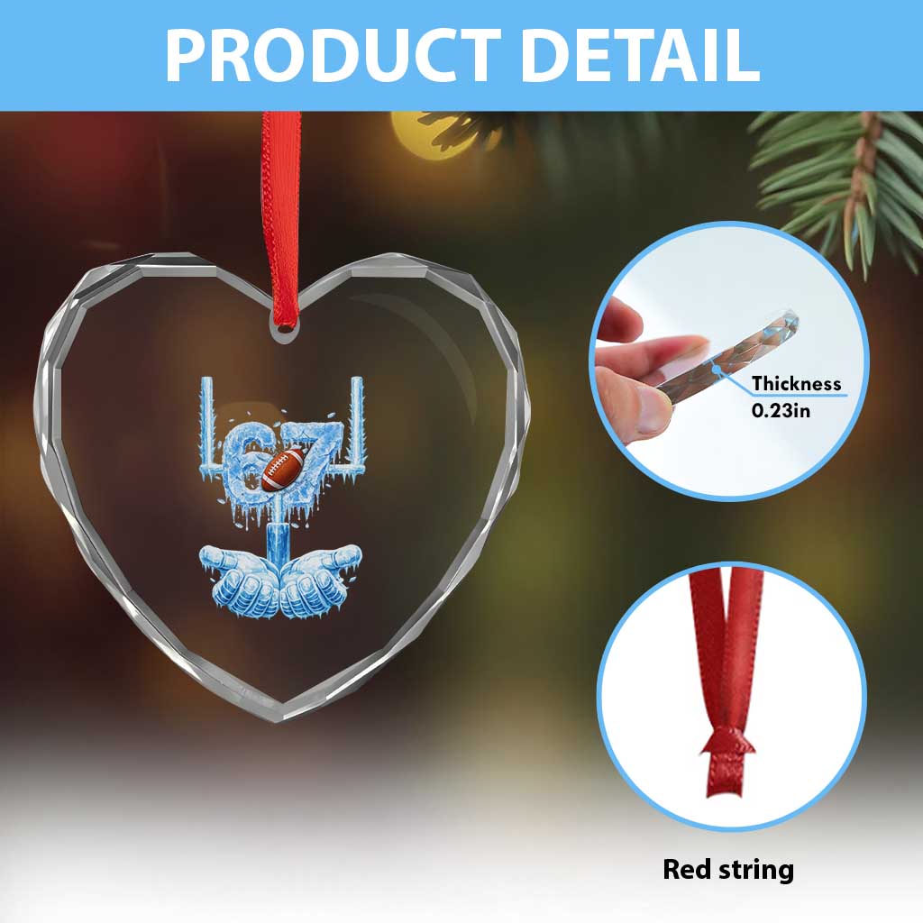 Cool Ice Effect 67 Meme Heart Crystal Glass Ornament Funny American Football - Wonder Print Shop