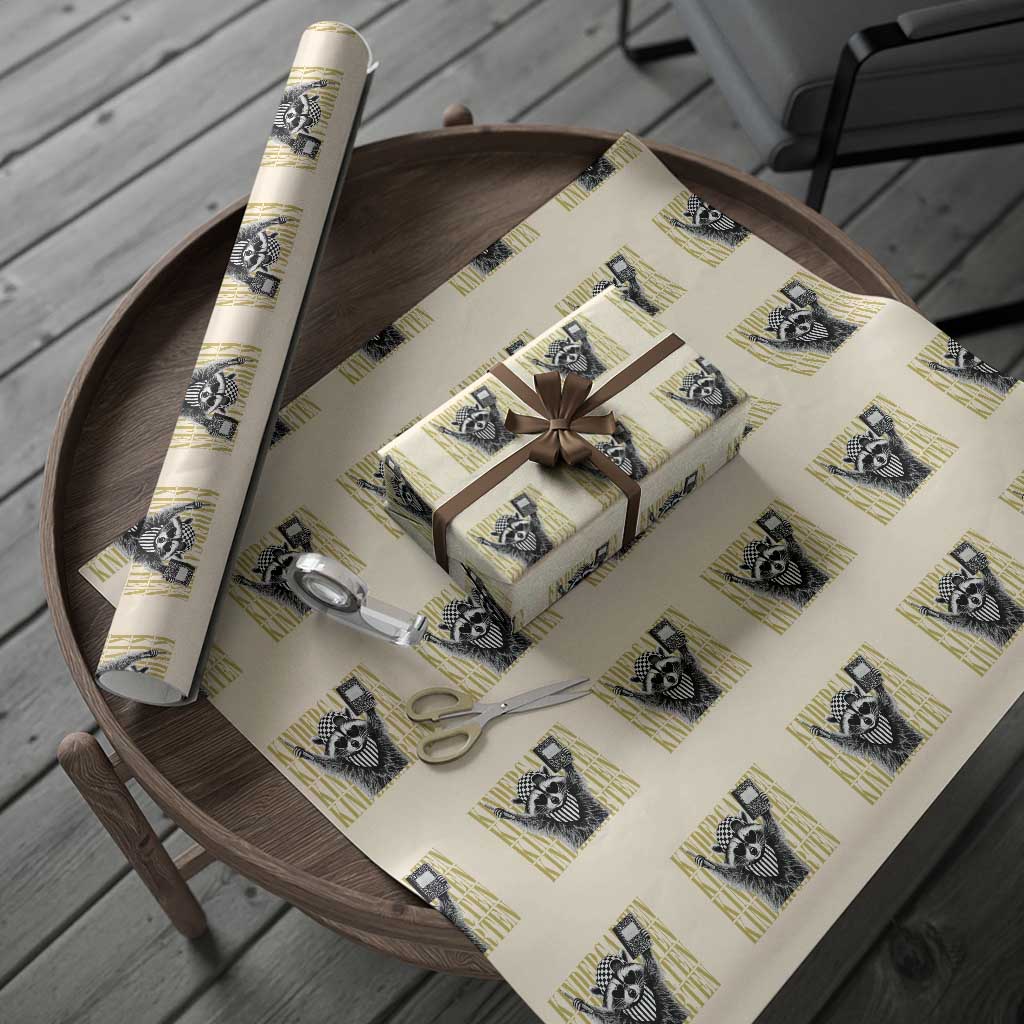 Cool Kindergarten Raccoon Back to School Wrapping Paper Roll First Day of School Funny Kids Gift