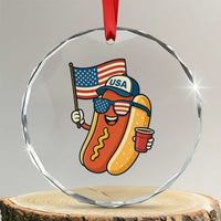 Cool Patriotic Hot Dog Crystal Glass Ornament Funny 4th of July Cookout 4th of July American Flag TS02