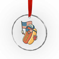 Cool Patriotic Hot Dog Crystal Glass Ornament Funny 4th of July Cookout 4th of July American Flag TS02