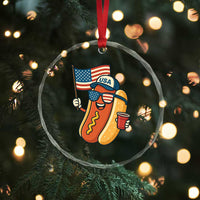 Cool Patriotic Hot Dog Crystal Glass Ornament Funny 4th of July Cookout 4th of July American Flag TS02