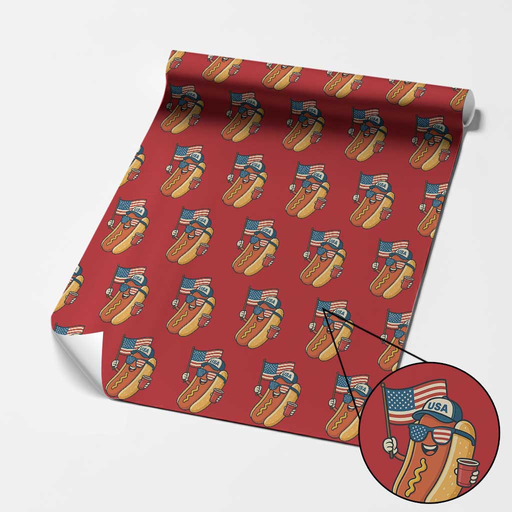 Cool Patriotic Hot Dog Wrapping Paper Roll Funny 4th of July Cookout 4th of July American Flag - Wonder Print Shop