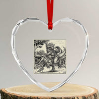 Cool Royal Cat Riding Dinosaur Heart Crystal Glass Ornament Rock N Roll Engraving Graphic Art