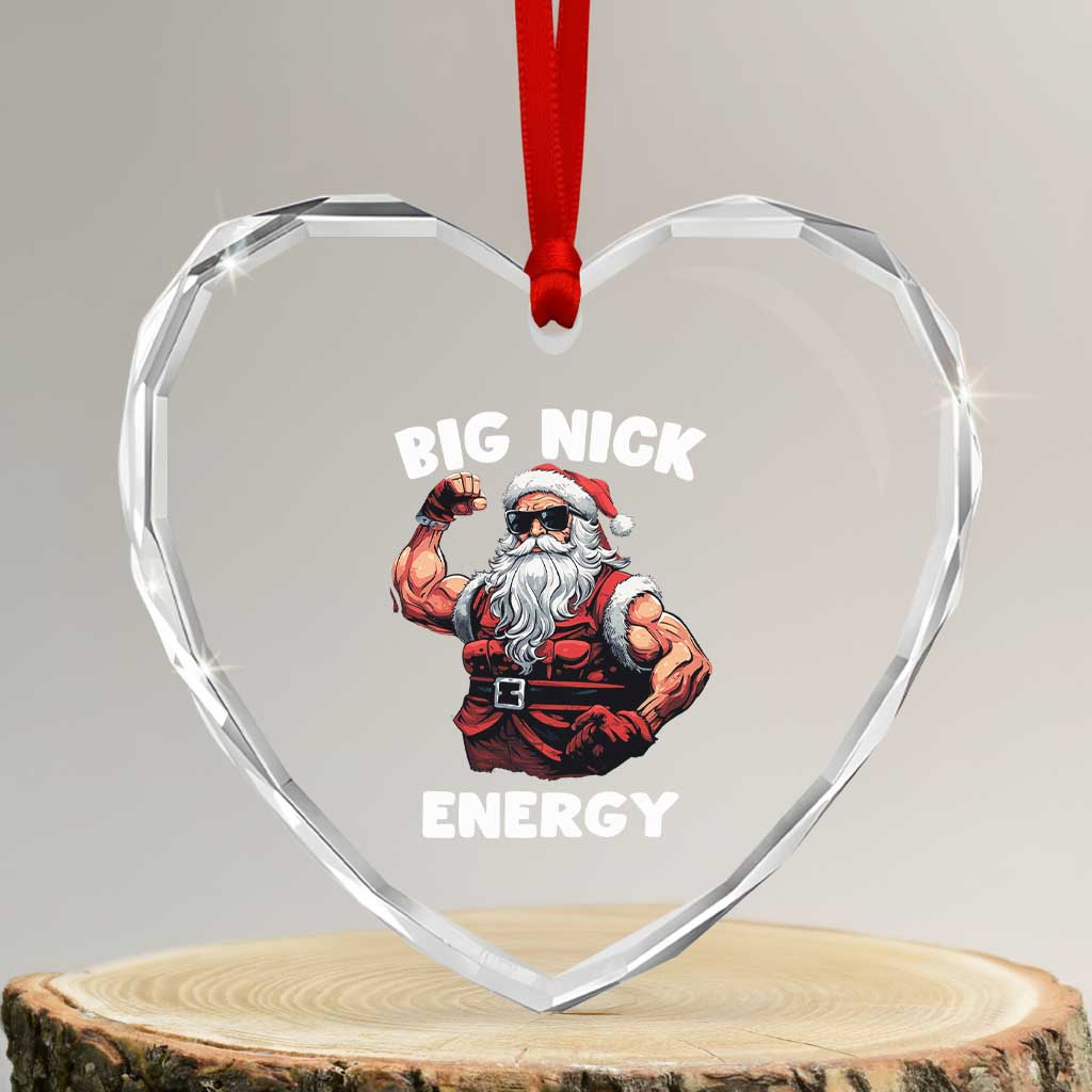 Cool Santa Claus Heart Crystal Glass Ornament Big Nick Energy - Wonder Print Shop
