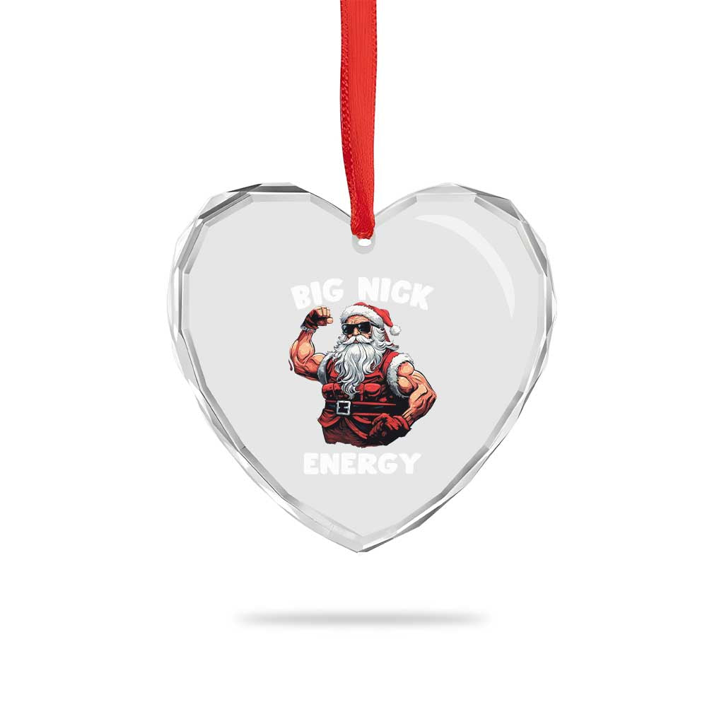 Cool Santa Claus Heart Crystal Glass Ornament Big Nick Energy - Wonder Print Shop