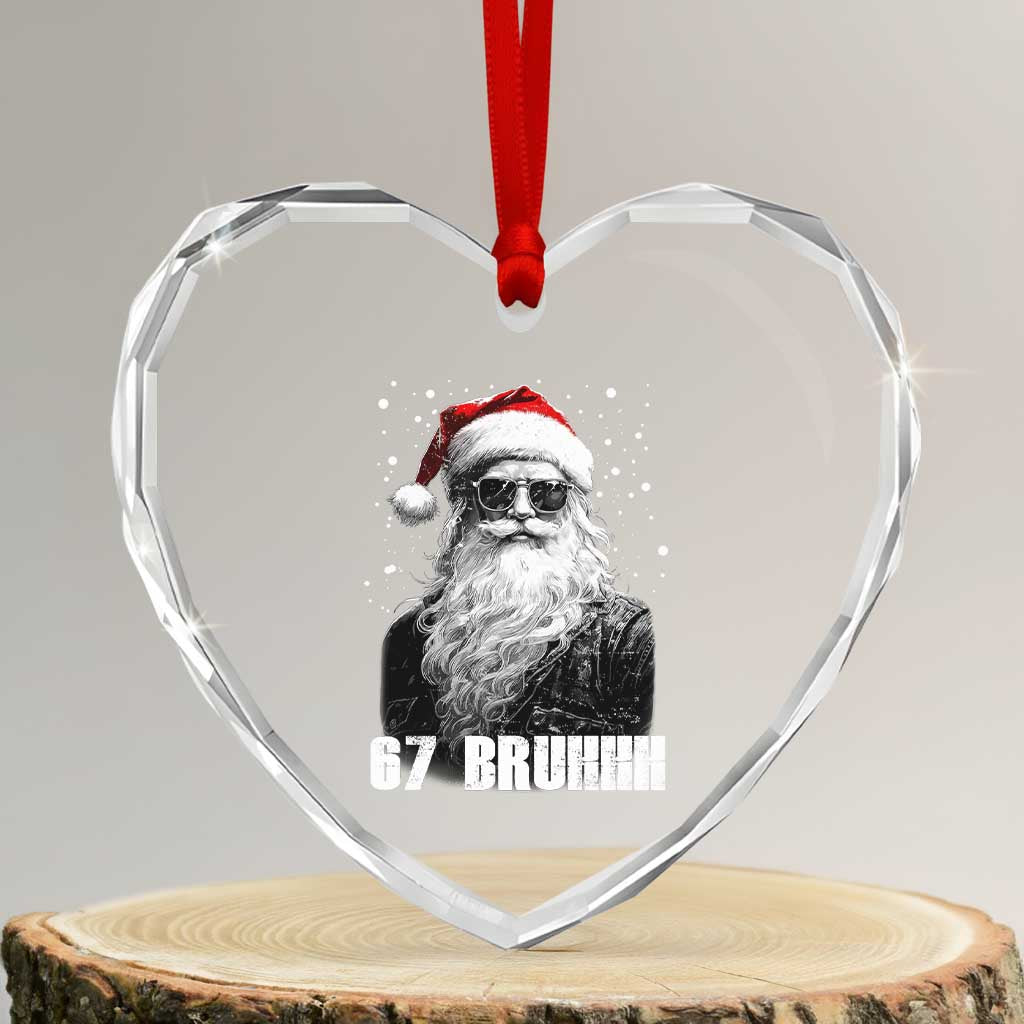 Cool Santa Claus Six Seven 67 Meme Heart Crystal Glass Ornament Funny 6 7 Gen Alpha Slang Viral Meme - Wonder Print Shop